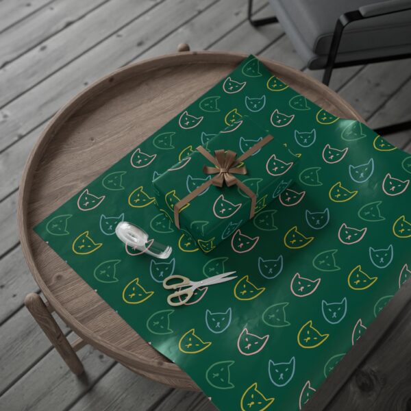 Whimsical Green Cat Wrapping Paper – Purrfect Gift Wrap for Every Occasion! - Image 4