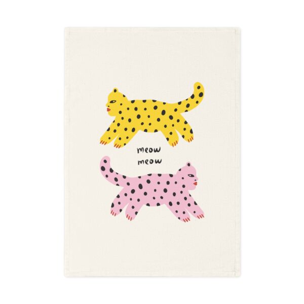 Playful Cat Print Cotton Tea Towel - Perfect for Cat Lovers and Gifts