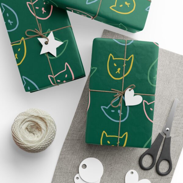 Whimsical Green Cat Wrapping Paper – Purrfect Gift Wrap for Every Occasion! - Image 11