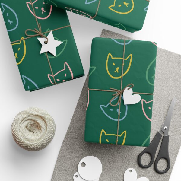 Whimsical Green Cat Wrapping Paper – Purrfect Gift Wrap for Every Occasion! - Image 15